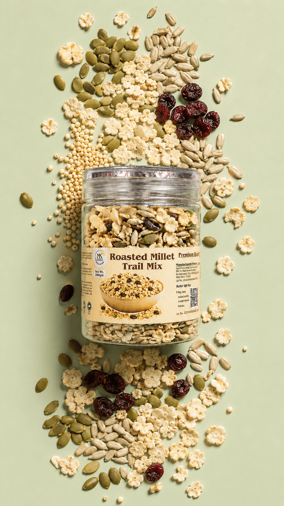 Roasted Millet Trail Mix, flatlay