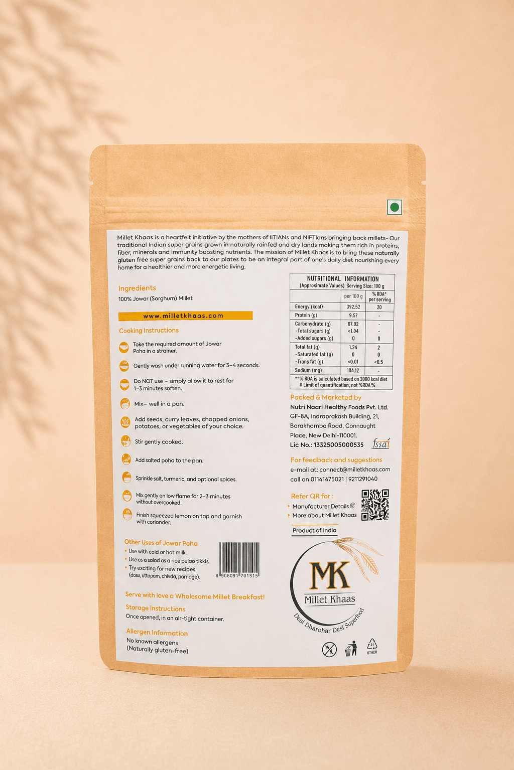 Nutri Jowar Poha, pack-back