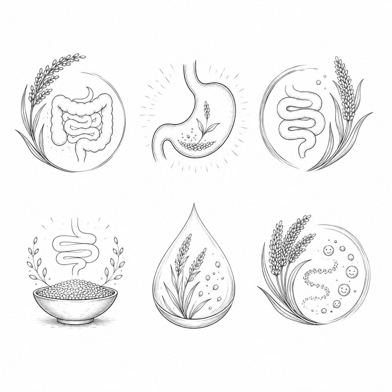 Gut Friendly, hand-drawn illustration